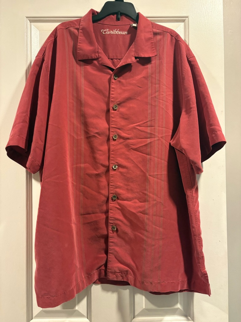 Caribbean‎ Men's Coral-Red Short-Sleeve Shirt